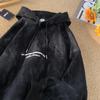 Suéter con Forro de Polar con Sello de Acero Lavado a la Arena para Hombre Invierno Engrosado Estilo Americano High Street Pulóver Juvenil Holgado Chaqueta Pesada