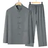 Traje Tang nuevo estilo 2026 para hombres de mediana edad y mayores, conjunto de atuendo de otoño para papás, ropa casual nueva estilo chino primavera y verano para abuelos