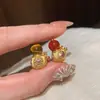 Pendente de Cabacinha com Diamante Inlaid de Ágata Vermelha Olho de Tigre Antigo Estilo Chinês Novo Ouro de Areia Elixir da Fortuna Colar Artesanato da Moda