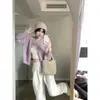 Cardigan Tricot Azul Manga Longa de Botão Único Feminino Outono Inverno 2026 Novo Gola Redonda Estilo Preguiçoso Suave Fofo Casaco Suéter