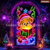 Tela colgante fluorescente de Navidad Papá Noel renos muñeco de nieve cachorro bandera de tela neón decoración de fiesta navideña transfronterizo