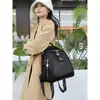 Transfronterizo 2023 Nueva mochila con textura de cuero genuino moda para mujer mochila de viaje casual gran capacidad Bolso suave de cuero para mujer