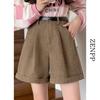 Adelgazantes 23 Cintura Alta Holgados 20 Ropa Exterior Pantalones Casuales Otoño e Invierno Pantalones Pierna Ancha Nuevos Pantalones Cortos Acampanados de Pana para Mujer
