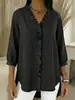 2026 Primavera/Verano Transfronterizo Amazon Europeo y Americano Camisa Casual de Mujer de Mezclilla Sintética con Cuello en V y Volantes