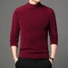 Suéter de visón de otoño e invierno, camisa de punto de color sólido grueso verde medio, suéter de cuello medio alto de talla grande para hombre