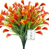 Lirios de cala artificiales de Amazon, flores falsas, césped artificial de primavera, ramos de plástico, decoraciones para el hogar y bodas, adornos de plantas verdes al por mayor