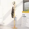 Cabide de Madeira Maciça de Chão para Quarto Cabide de Roupas para Quarto Cabide de Roupas Doméstico de Poste Único Moderno Simples Cabide de Bolsa