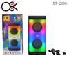 Explosiones de comercio exterior Altavoz Bluetooth doble de 4 pulgadas RGB colorido portátil gran volumen alta potencia BT-2436 audio inalámbrico