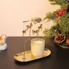 Fabricantes de fuentes, portavelas giratorio magnético pequeño ovalado de acero inoxidable, regalo de Navidad, aromaterapia, linterna romántica