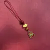 Pingente de Chaveiro Ping An Estilo Chinês Metal Sino Vazio Cinnabar Acessórios Pingente Alegria