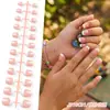 Unhas Postiças Infantis de 24 Peças Estilo Francês Modernas para Comércio Exterior com Tiras de Extensão e Decoração