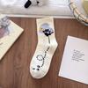 Calcetines Lindos de Cachorros para Mujer Primavera y Verano Estilo Universitario Estilo Japonés Ilustración Dibujos Animados Estrellas Calcetines de Media Caña Estilo Coreano Estudiante Calcetines de Algodón
