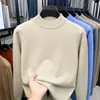 Suéter Grueso para Hombre con Cuello Medio Transfronterizo 2026 Otoño/Invierno Nuevo Manga Larga Capa Base Casual Color Sólido Tejido Suéter Hombre