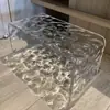 Mesa de Centro Acrílica Transparente com Efeito Ondas d'Água para Sala de Estar, Pequeno Gabinete Lateral Flutuante para Varanda, Mesa Pequena para Janela Bay