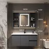 Juego de gabinete de baño con núcleo de aluminio tipo panal espacial, que incluye un lavabo cerámico combinado y mueble tocador para uso doméstico