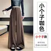 Traje Estilo Old Money Calça Larga Feminina Outono 2026 Novo Cintura Alta Cobre o Quadril Casual Reta Comprimento Total Petite