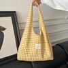 48201 Estilo Coreano Ins Nuevo Estilo Perezoso Dulce Cuadros Lana Hombro Bolsa de Compras Casual Viajero Bolso Chaleco