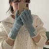Guantes sólidos boutique de tacto tipo cachemira para mujer, compatibles con pantalla táctil, con hilo de lana con flor, alta calidad, otoño e invierno, Japón y Corea