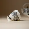 Taza de Té de Cerámica Alta con Boca de Flor, Patrón de Encaje, Co-Branded por Moji Independent Designer, Juego de Té Kung Fu, Taza de Té para el Hogar