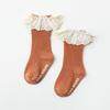 Calcetines estilo coreano algodón puro otoño e invierno calcetines media pantorrilla para niños calcetines de encaje para bebés y niños color sólido primavera y otoño calcetines de algodón para niños