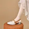 Sandalias de Verano 2026 Estilo Nuevo con Punta Cerrada para Mujer, Zapatos Planos Huecos de Piel Suave, Tacón Bajo Piel Suave Suela Suave Punta Redonda Zapatos de Madre