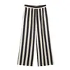 Comercio exterior transfronterizo ropa de mujer, conjunto de dos piezas de moda estilo europeo y americano con top a rayas de cuello halter y pantalones de pierna ancha a rayas para mujer