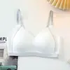Ropa Interior de Látex Sin Costuras de Color Contrastante Nuevo Estilo Verano 2024 para Mujer, Sujetador Deportivo Delgado Push-Up sin Cables, Chaleco de Espalda Bonita para Mujer