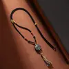 Colgante de Cuenta Dzi de Xizang con Cuerda Colgante Tejida a Mano, Joyería Vintage Estilo Xizang, Colgante Unisex
