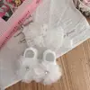 Conjunto de Gorro y Calcetines para Bebé Niña, Lindo Moño de Hilo Floral, Diadema y Calcetines para Recién Nacidos para Celebración de los 100 Días