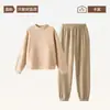 Conjunto de Pijama de Fleece para Mulheres, Outono/Inverno Quente Solto Roupa Externa Manga Longa Top e Calça, Conjunto Casual Esportivo com Capuz para Casa