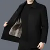 Casaco de lã masculino de marca de luxo, novo estilo executivo outono e inverno 2026, jaqueta de lã quente para pais de meia-idade