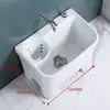 Fregadero de balcón para mopa con reposapiés, lavabo para fregar mopa, lavabo para mopa de suelo con desagüe lateral, con cesta de drenaje, drenaje automático, cerámica, otros
