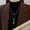 Collar largo de tres anillos, cadena de suéter de doble capa apilada de alta gama, moda nicho de alta calidad para otoño e invierno, versátil y a la moda