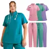 Uniforme de Enfermera, Bata Quirúrgica, Ropa de Quirófano, Bata de Aislamiento, Uniforme Unisex para Clínica Dental, Conjunto de Pantalón Largo y Manga Corta, Personal Médico
