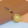 Novo modelo: Chaveiro "Fique Rico Logo" com os doze signos do zodíaco no verso, pingente para chave de carro, amuleto "A Bênção do Oficial Celestial", banhado a ouro