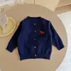 Cárdigan de Punto Bordado de Caballito para Niños Estilo Coreano para Bebé Niña Color Sólido Top de Lana Primavera Otoño Sudadera Chaqueta para Niños Pequeños Delgado