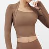 Top de Yoga con Almohadilla en el Pecho Manga Larga Nuevo Elegante Pilates Traje Ajustado al Hombro Ropa Deportiva Avanzada para Correr Fitness