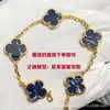 Pulsera de trébol de cinco hojas de alta gama, chapada en oro V de alta calidad con oro de 18 quilates, unisex, versátil, elegante y lujosa