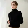 Suéter 100% cashmere puro para mulheres, gola alta discreta, suéter de tricô pulôver solto e versátil, macio e amigo da pele, adequado para outono e inverno