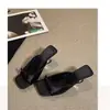 Sandalias elegantes de tacón alto con lazo para mujer, pantuflas de alta gama para mujer, nuevas de moda versátiles para exteriores de verano, medias pantuflas