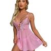 Novo Estilo Comércio Exterior Lingerie Feminina Decote em V Profundo Boate Costas Nuas Baixo Renda Vazada Alça Vestido Irregular Vestido Atacado