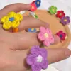 Anillo de Flor Tejido de Lana Hecho a Mano Transfronterizo de Amazon Anillo Lindo Corazón de Chica de Primavera Accesorios Versátiles de Color Contrastante