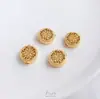 Retención de Color Fuerte Chapado en Cobre con Oro Real, Diseño Tallado Hueco Mate con las Palabras Ruyi, Xifu, Jile, Cuentas Espaciadoras, Bola de Flor Accesorios para Pulsera DIY