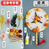 Paquete de materiales DIY Tuanfan 38º Tuanjian Estilo Nacional Estilo Chino Flor Seca Abanico Redondo Hecho a Mano Abanico de Flor Eterna en Blanco