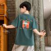 Camiseta de algodón de manga corta para niño, estilo nuevo de verano 2025, ropa para niños de tallas medianas y grandes, top de calle elegante y a la moda para niños, ropa de verano.