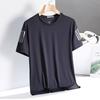 Playera de manga corta de malla de seda de hielo para hombre, verano, holgada, cuello redondo, talla grande, casual para hombre, combinable con todo, moda
