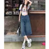 Jeans da Moda Estilo Coreano Estilo Ins para Mulheres, Novos Jeans Cropped de Cintura Alta Reta da Moda com Caimento Solto para Primavera e Verão
