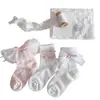 Calcetines para Niñas, Calcetines de Malla Finos de Verano, Calcetines Dulces de Encaje hasta la Pantorrilla, Calcetines de Princesa con Lazo, Calcetines Suaves y Lindos