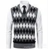 Colete Tricotado Suéter Colete Tricotado Roupa Íntima Masculina Temporada Outono e Inverno Quente Slim Fit Sem Mangas Suéter Colete Tricotado Masculino