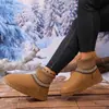 Botas de Nieve Cálidas de Punto con Suela Gruesa para Mujer Comercio Exterior Talla Grande Botines Nuevos de Otoño Zapatos de Algodón Engrosados con Felpa Venta al por Mayor